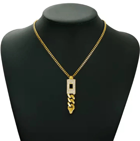 Zircon Cuban Pendant Set